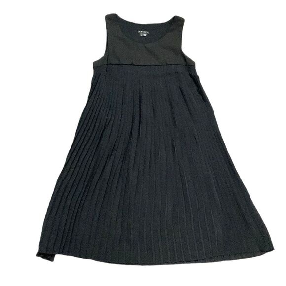 Theory Black Semi-Sheer Pleated Round Neck Sleeveless Swing Dress Size 2 - Picture 2 of 14